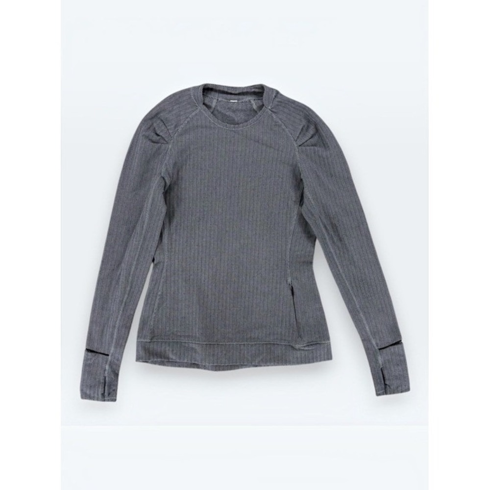 Lululemon Womens Think‎ Fast Pullover Sweatshirt 6 Heathered Herringbone Gray